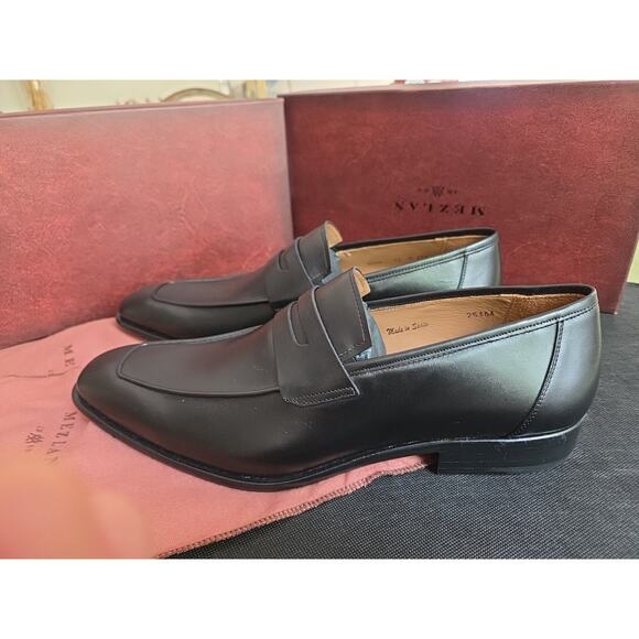 MEZLAN E20243 Penny Loafers Black Calf Leather shoes US 12 EU 45 made Italy main image 6